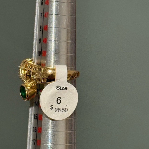 Vintage Deadstock 14kt Gold Electroplate and CZ Sz 6 Ring - Picture 3 of 5